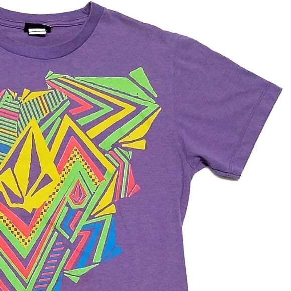 VINTAGE 90s Volcom Retro Neon Vaporwave Print Tee - Picture 7 of 9